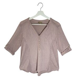 Democracy Pink Embroidered Blouse Size M Women's Minimalist Casual Boho